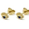 Women Boho Betty Earrings | Evie Evil Eye Sapphire Cz Stud Gold