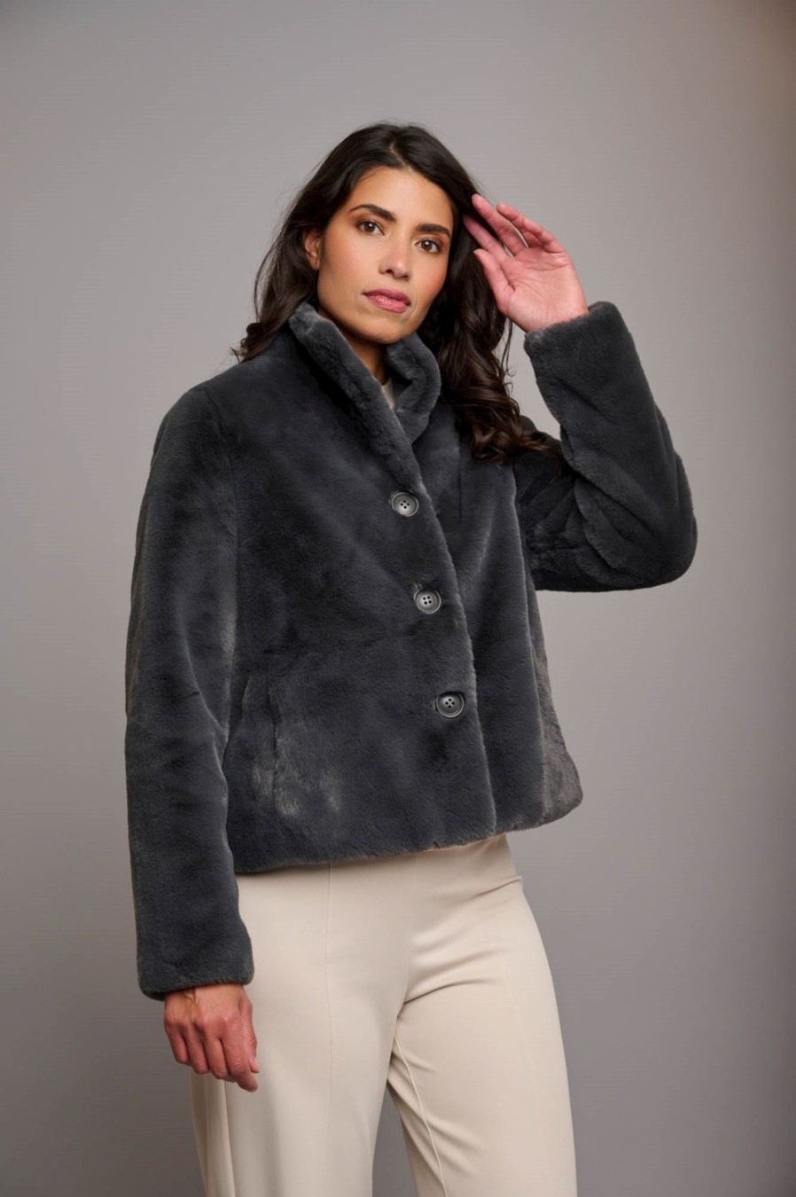 Women Rino & Pelle Jackets | Vie Faux Fur Jacket-Night