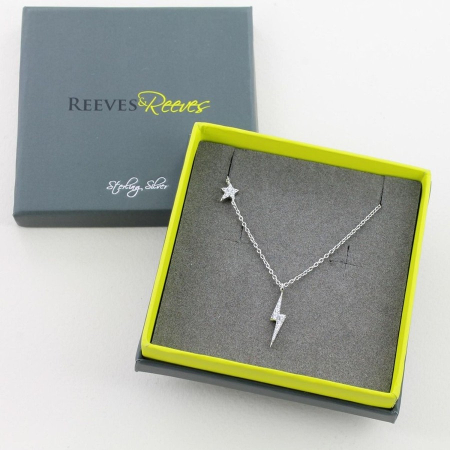 Women Reeves & Reeves Necklaces | Dd36 Cz Lightning And Star Necklace