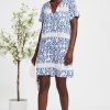 Women Aspiga Dresses | Roxy Crinkle Lace Kaftan-White/Blue Aztec