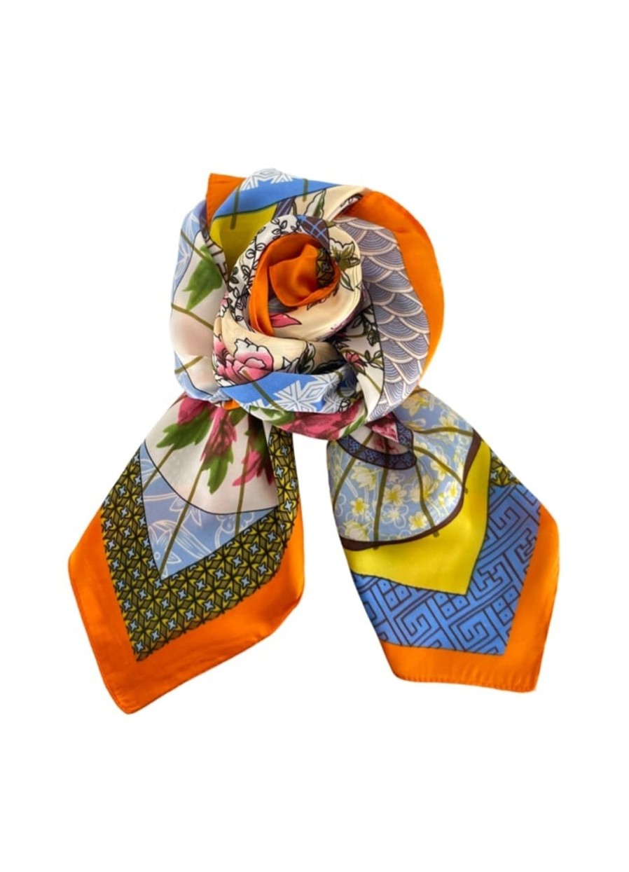 Women Black Colour Scarves | Gentle Miniscarf-Orange