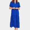 Women Saint Tropez Dresses | Eda Solid Ss Maxi Dress-Surf Blue