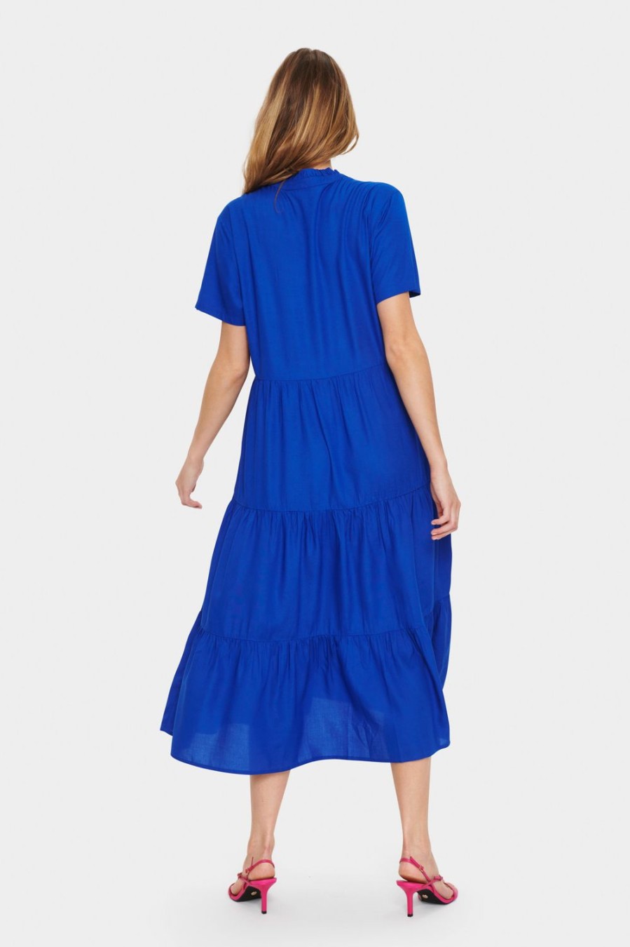 Women Saint Tropez Dresses | Eda Solid Ss Maxi Dress-Surf Blue