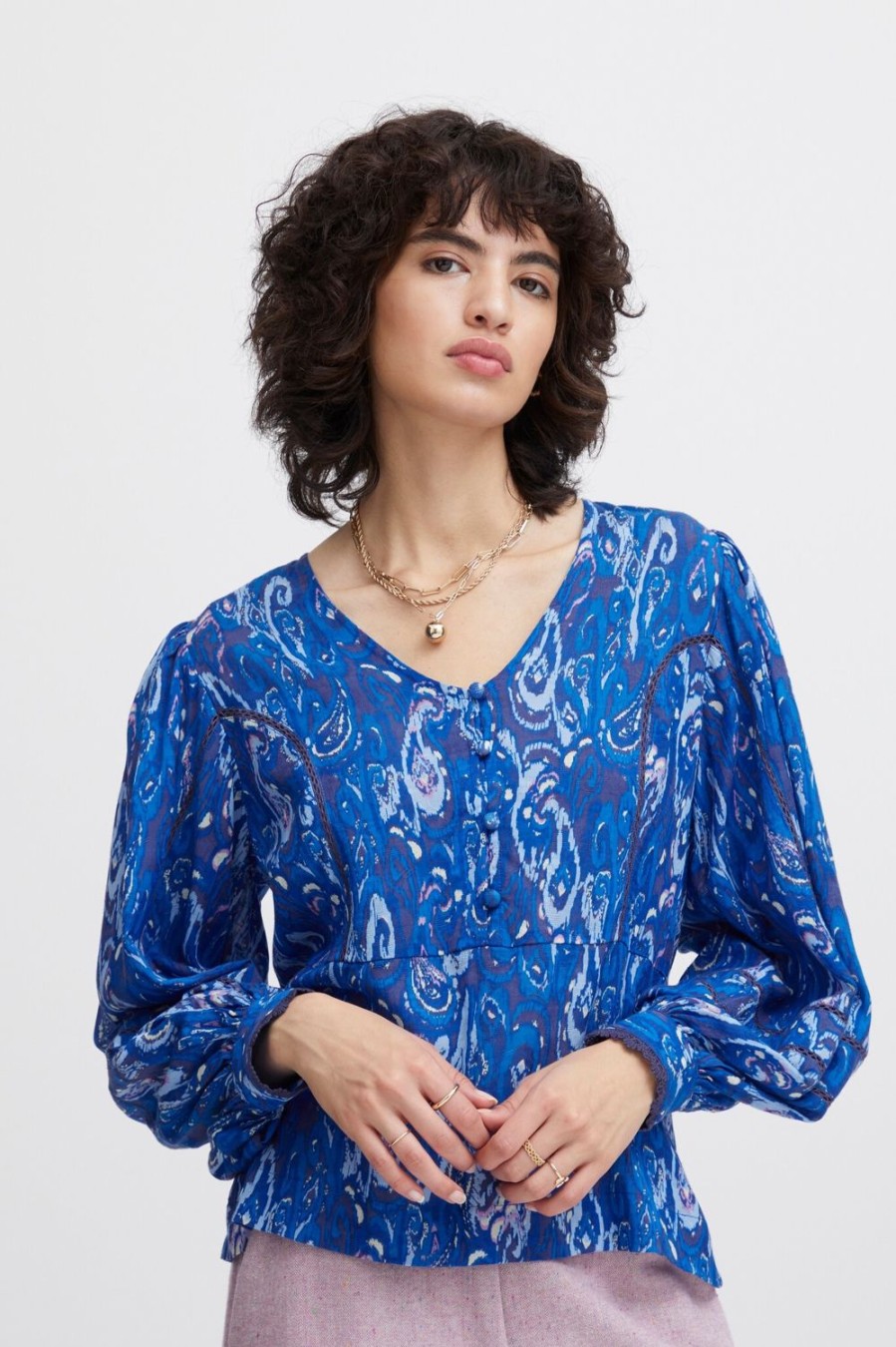 Women Atelier Reve Tops | Irodile Blouse-Nebulas Blue