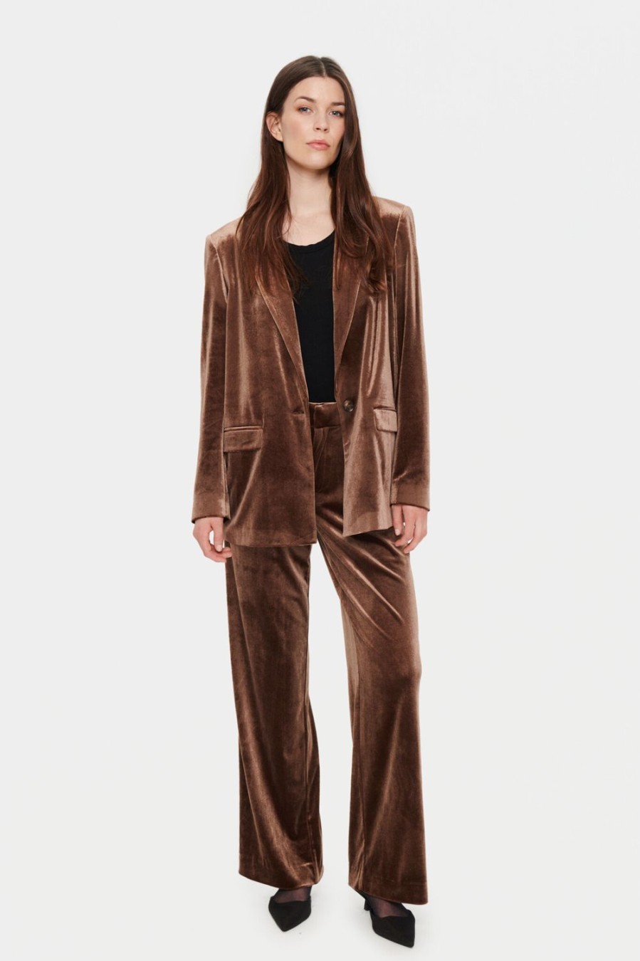 Women Saint Tropez Trousers | Bree Pants-Chocolate Brown