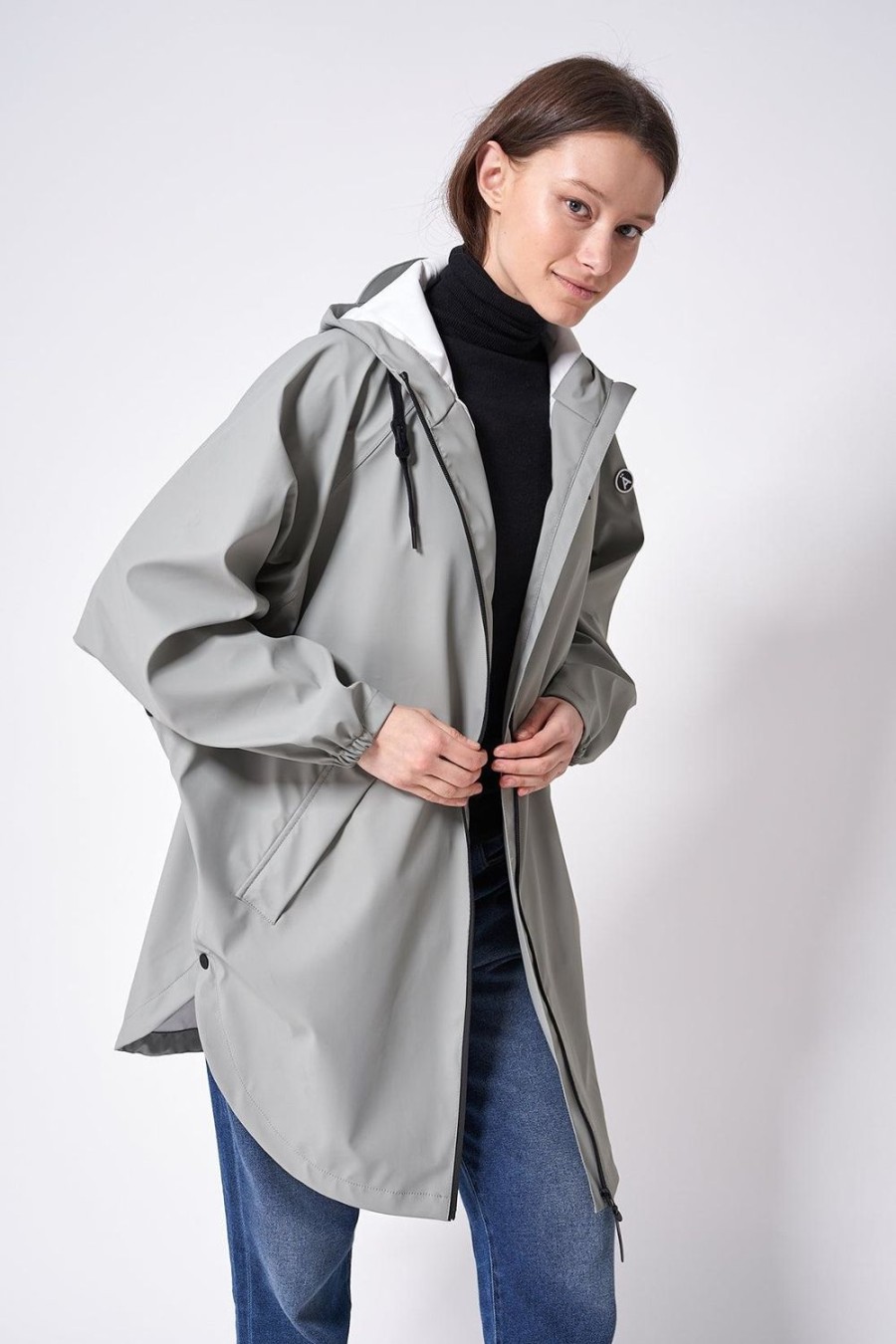 Women Tanta Coats | Sky Poncho-Forest Fog