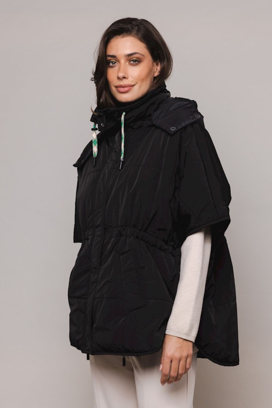 Women Rino & Pelle Jackets | Judi Padded Cape-Black