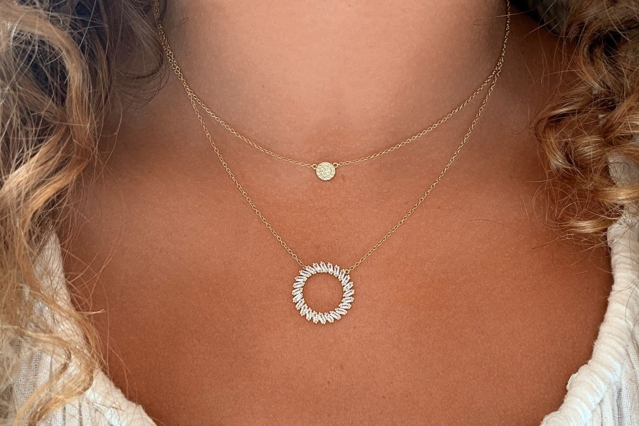 Women Boho Betty Necklaces | Marnier Gold & Clear Disc Necklace