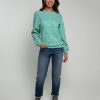 Women Nooki Knitwear | Printed Leopard Piper Sweater-Mint Mix