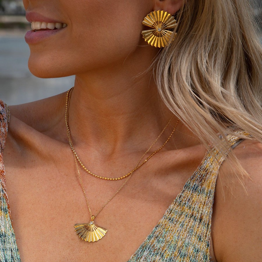 Women Caroline Svedbom Necklaces | Sunfeather Necklace-Gold Crystal