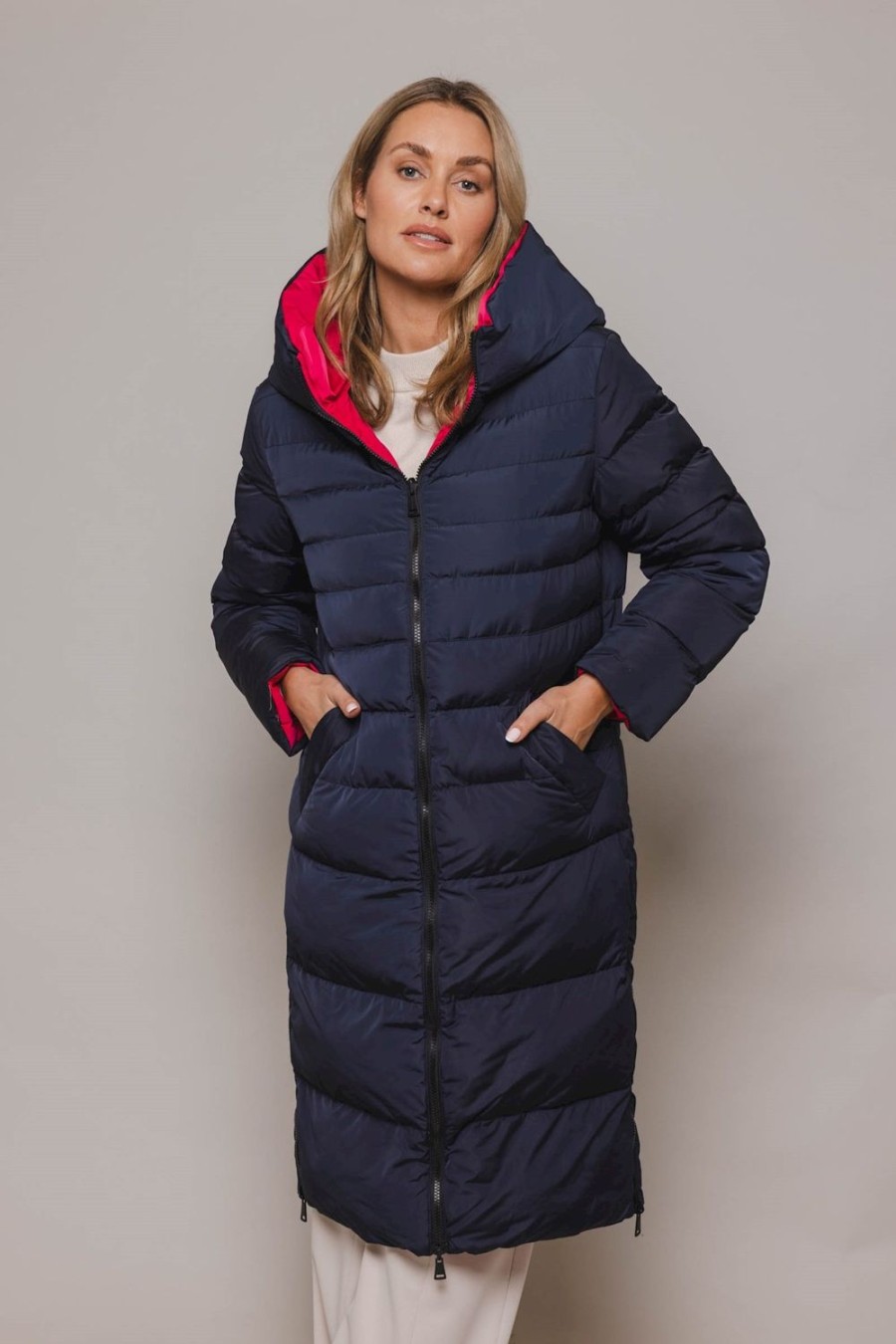 Women Rino & Pelle Coats | Keila Reversible Coat-Navy And Barberry