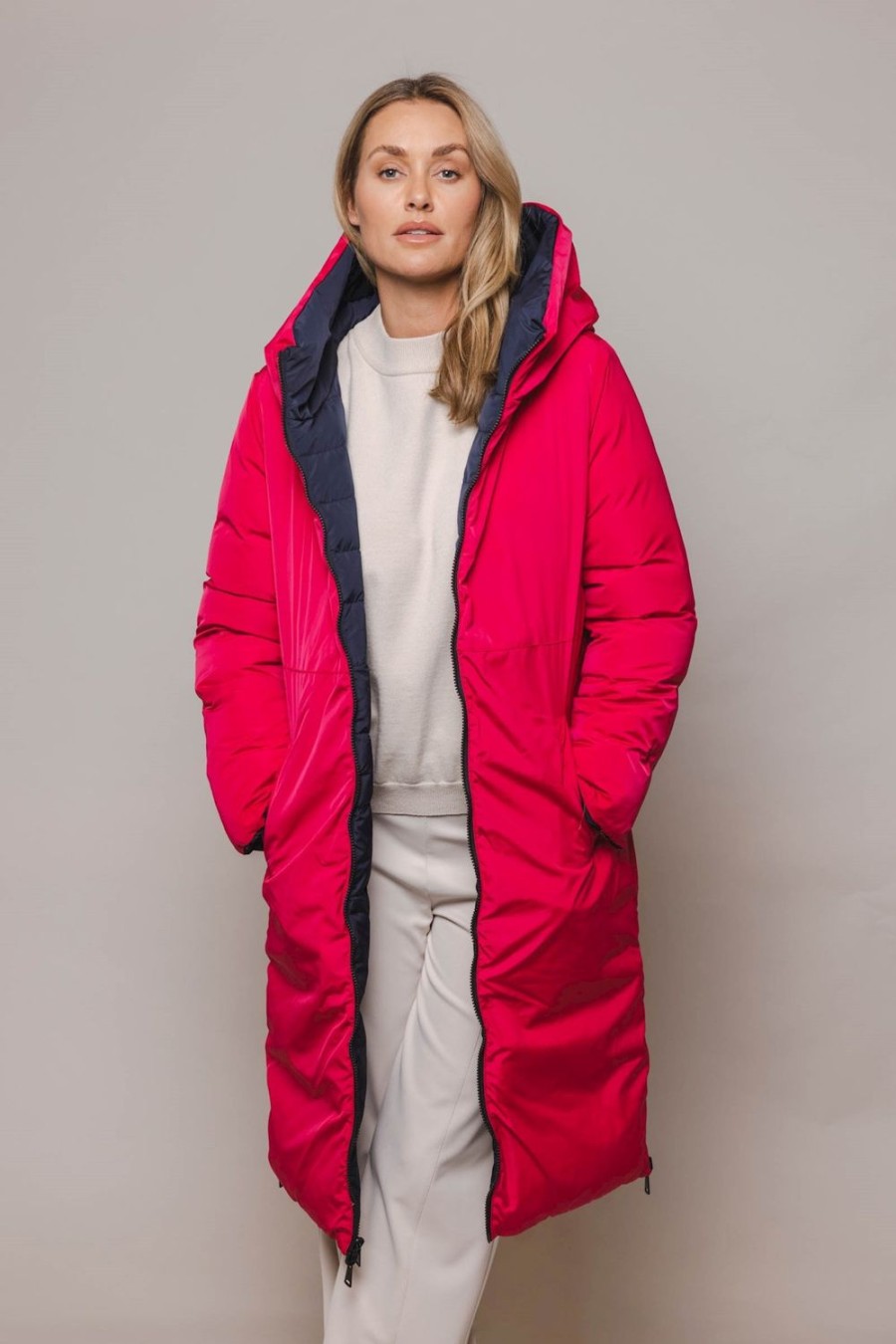 Women Rino & Pelle Coats | Keila Reversible Coat-Navy And Barberry