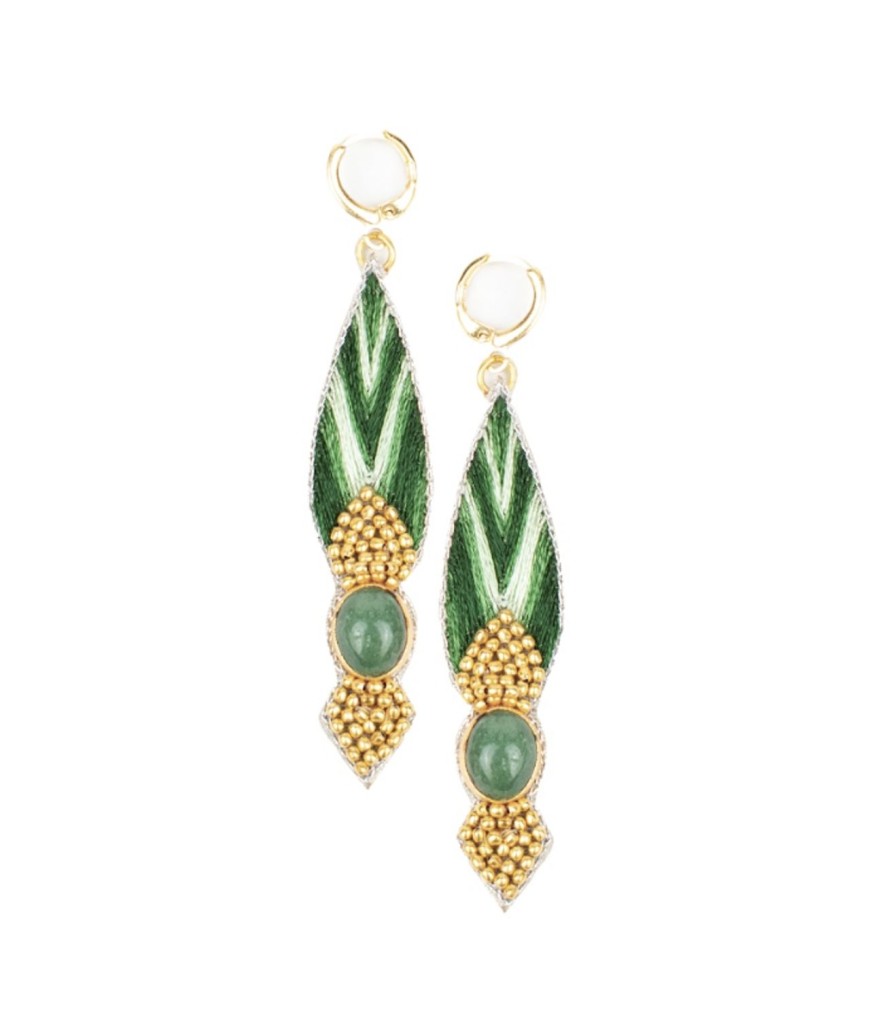 Women Nahua Earrings | Branca Earrings-Green Stripes