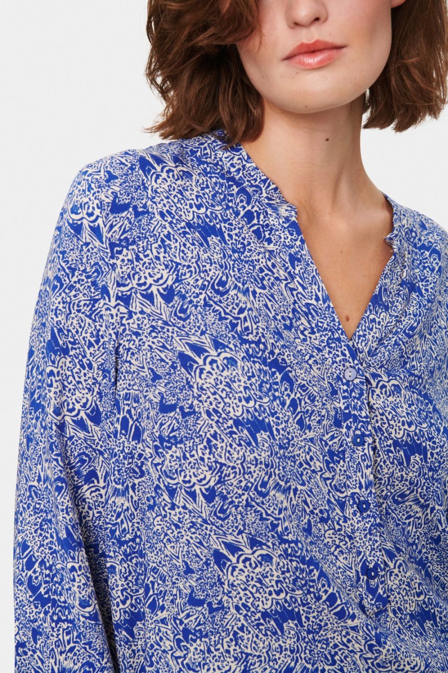 Women Saint Tropez Tops | Eda Shirt-Surf Blue Peacock Stroke