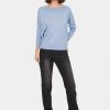 Women Saint Tropez Knitwear | Mila R-Neck Pullover-Ashley Blue Melange