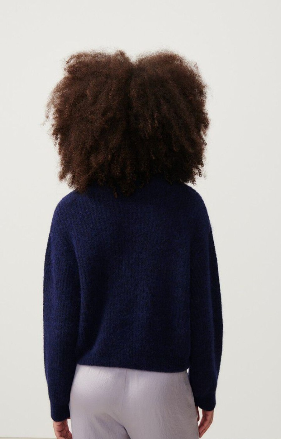 Women American Vintage Knitwear | East Round Neck Knit-Navy Chine