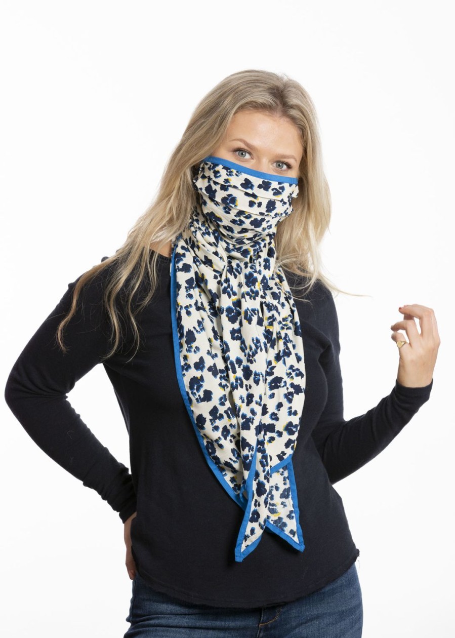 Women Doodie Stark Face Masks | Doodiescarf-Floral Leo Print-Navy/Cobalt