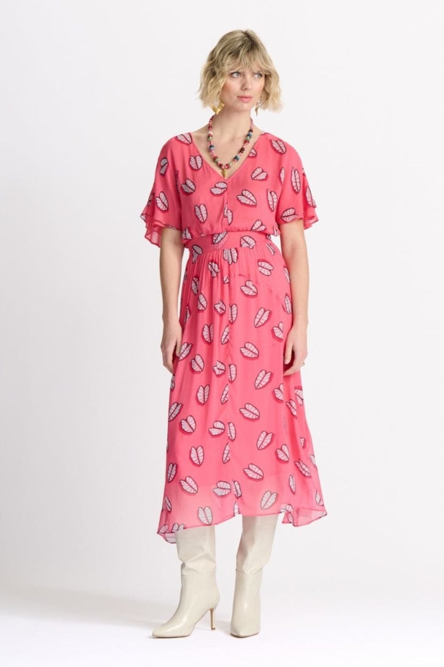 Women Pom Amsterdam Dresses | Georgie Dress-Leaf It Pink