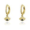 Women Boho Betty Earrings | Effy Evil Eye Hoop Gold Sapphire Cz