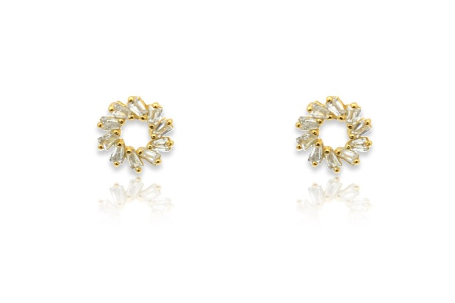 Women Boho Betty Earrings | Maeve Hollow Cz Stud Earrings-Gold